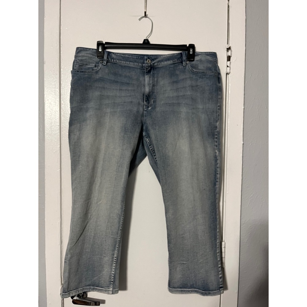J. Jill Women Light Wash Stretch Straight Leg Cropped Denim Jeans Size 18
